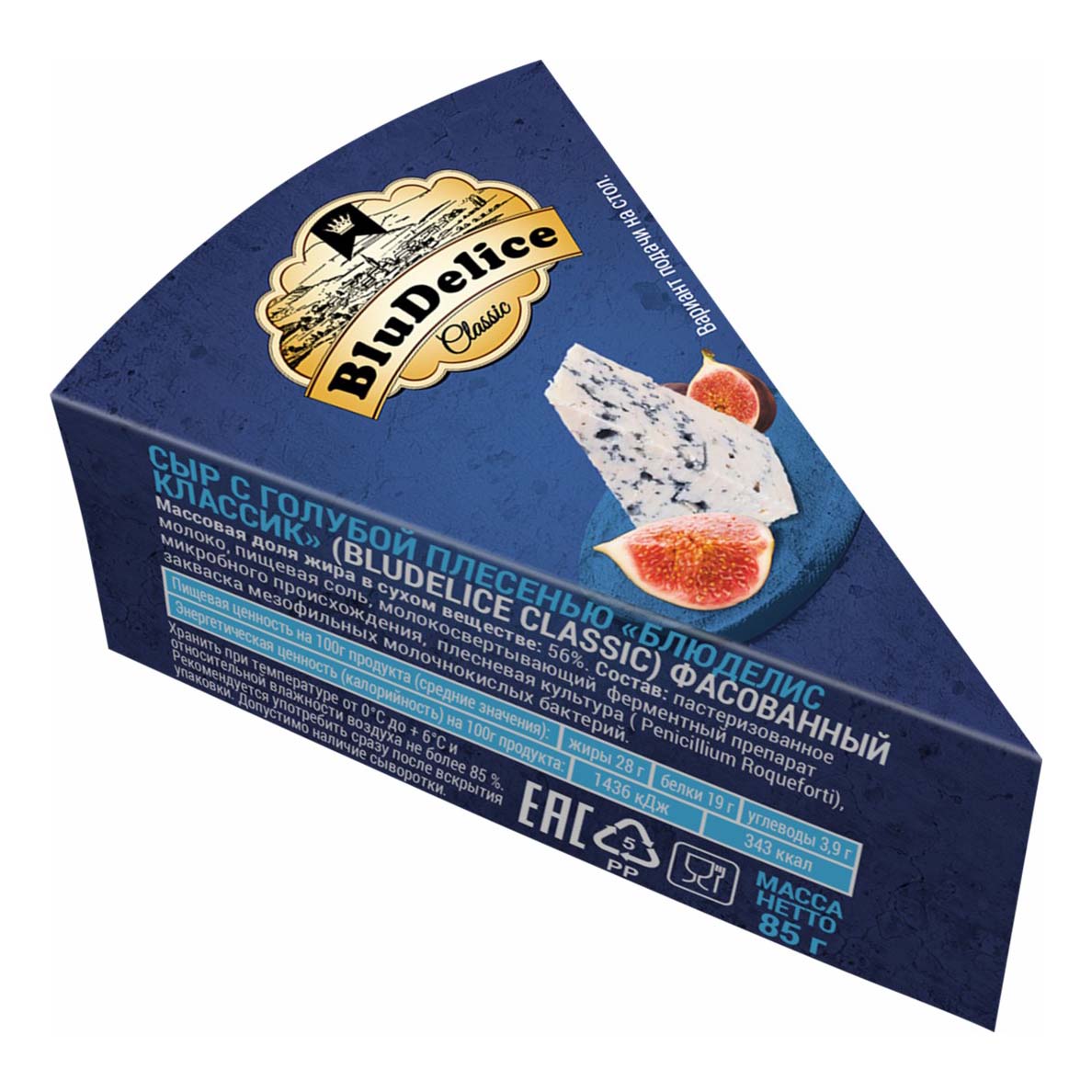 

Сыр мягкий BluDelice Classic с голубой плесенью 56% бзмж 85 г