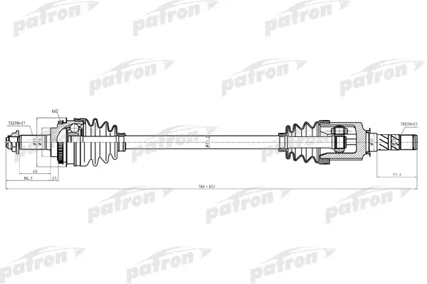 

Полуось лев/прав SUBARU: FORESTER 04-08, BAJA 04-06 PATRON PDS5530