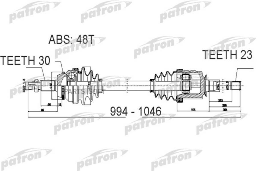 

Полуось прав LEXUS: RX330 04-06, RX350 04-09 AWD PATRON PDS6409
