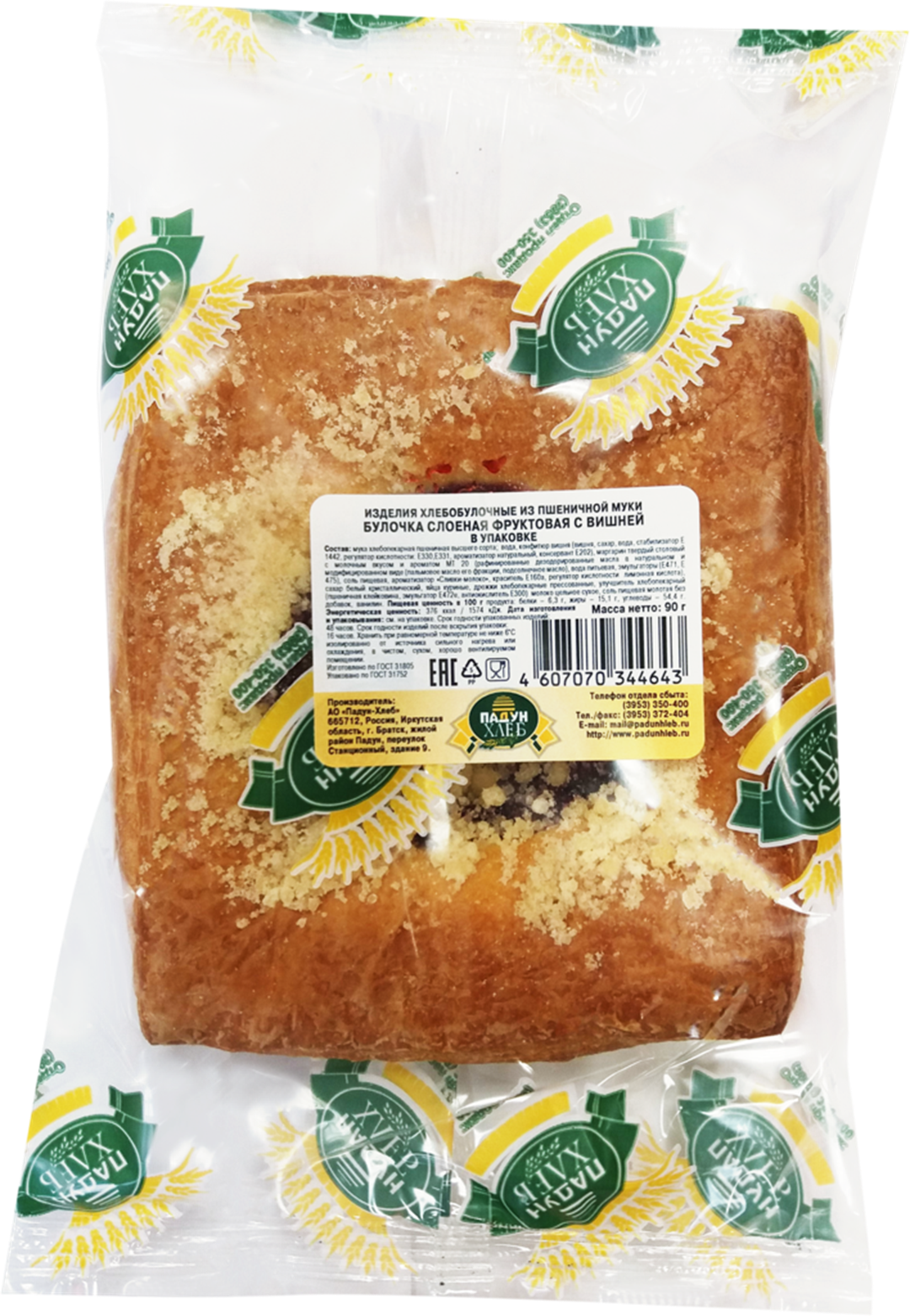 

Булочка Падун-Хлеб Слоеная фруктовая с вишней 90 г