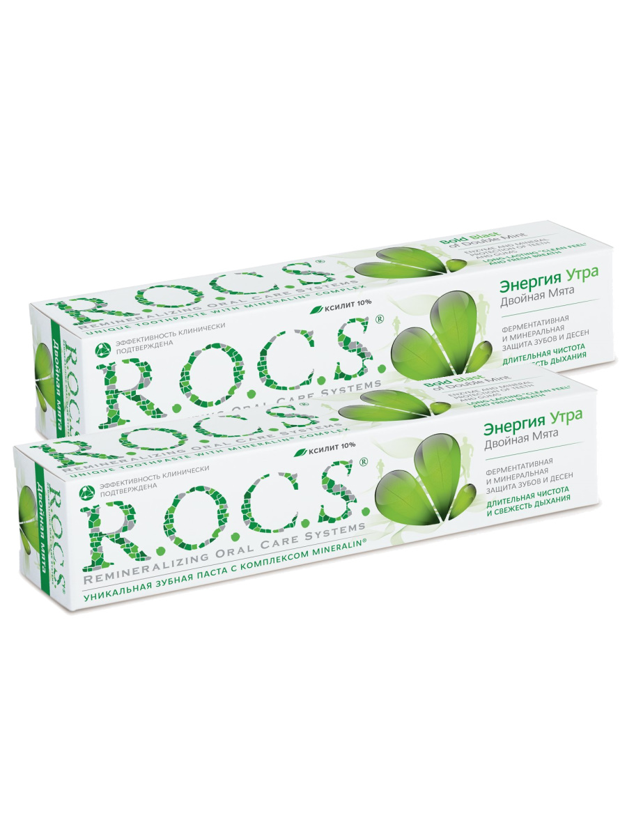 

Комплект Зубная паста R.O.C.S. Энергия Утра Двойная Мята 74 г х 2 шт., Зубная паста