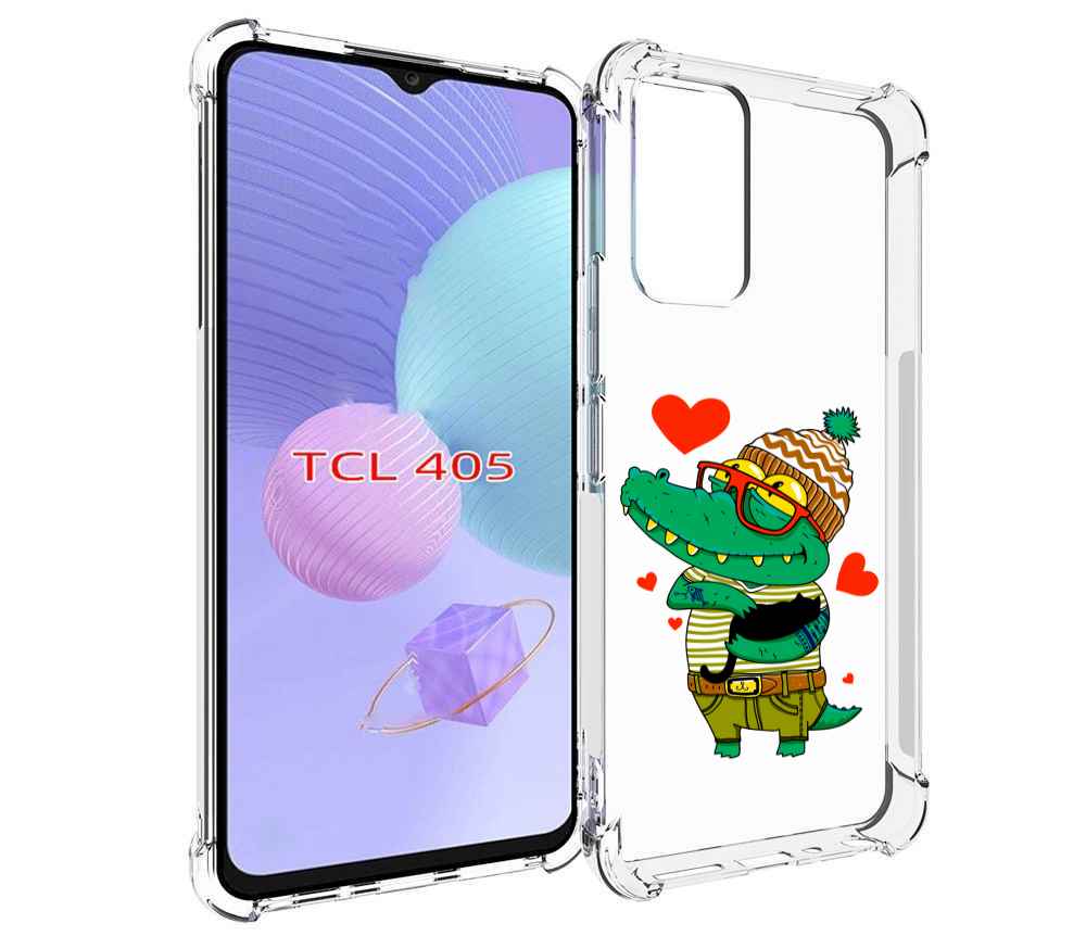 

Чехол MyPads зеленый-крокодильчик-в-красной-оправе для TCL 405, Tocco
