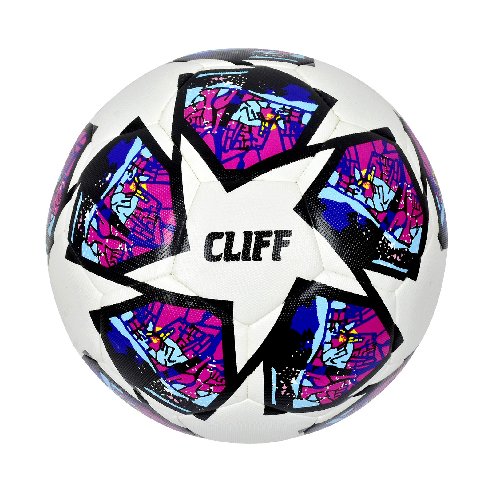 

Мяч футбольный CLIFF HS-3223, 5 размер, PU Hibrid, бело-розово-синий, Белый