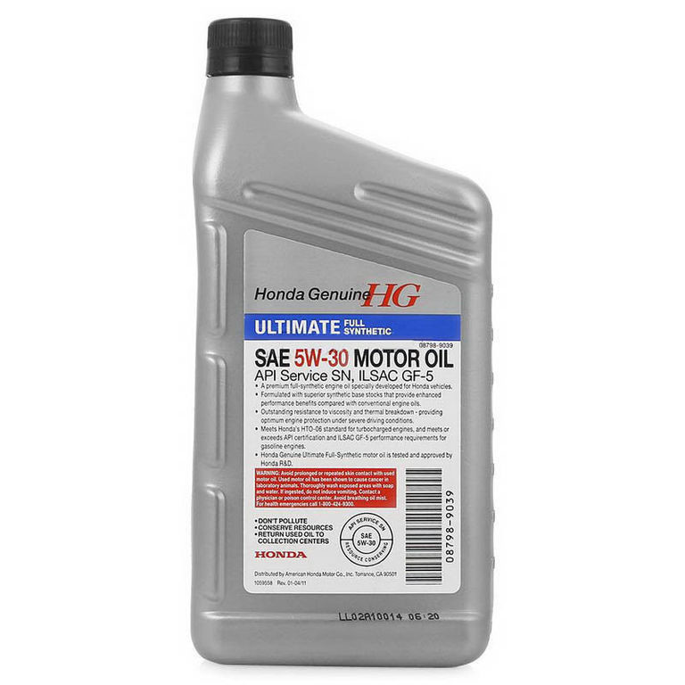 

Моторное масло Honda синтетическое Ultimate Full Synthetic SN 5W30 0,946л
