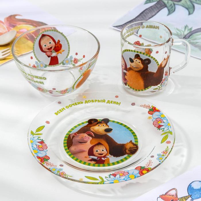 Набор посуды детский «Маша и Медведь. Добрый день», 3 предмета: кружка 250 мл, салатник d=