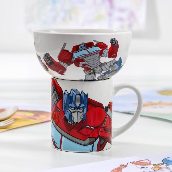 

Набор посуды детский Hasbro Transformers «Оптимус Прайм», 2 предмета: кружка 200 мл, миска