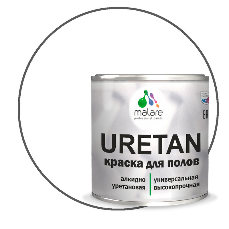 

Краска Malare URETAN для пола, полуматовая, RAL 9003, белая, 2,4 кг, Белый, Malare URETAN