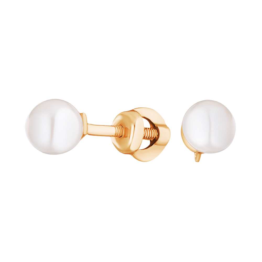 Серьги из красного золота ЮВЕЛИР КАРАТ 1521317/3, жемчуг