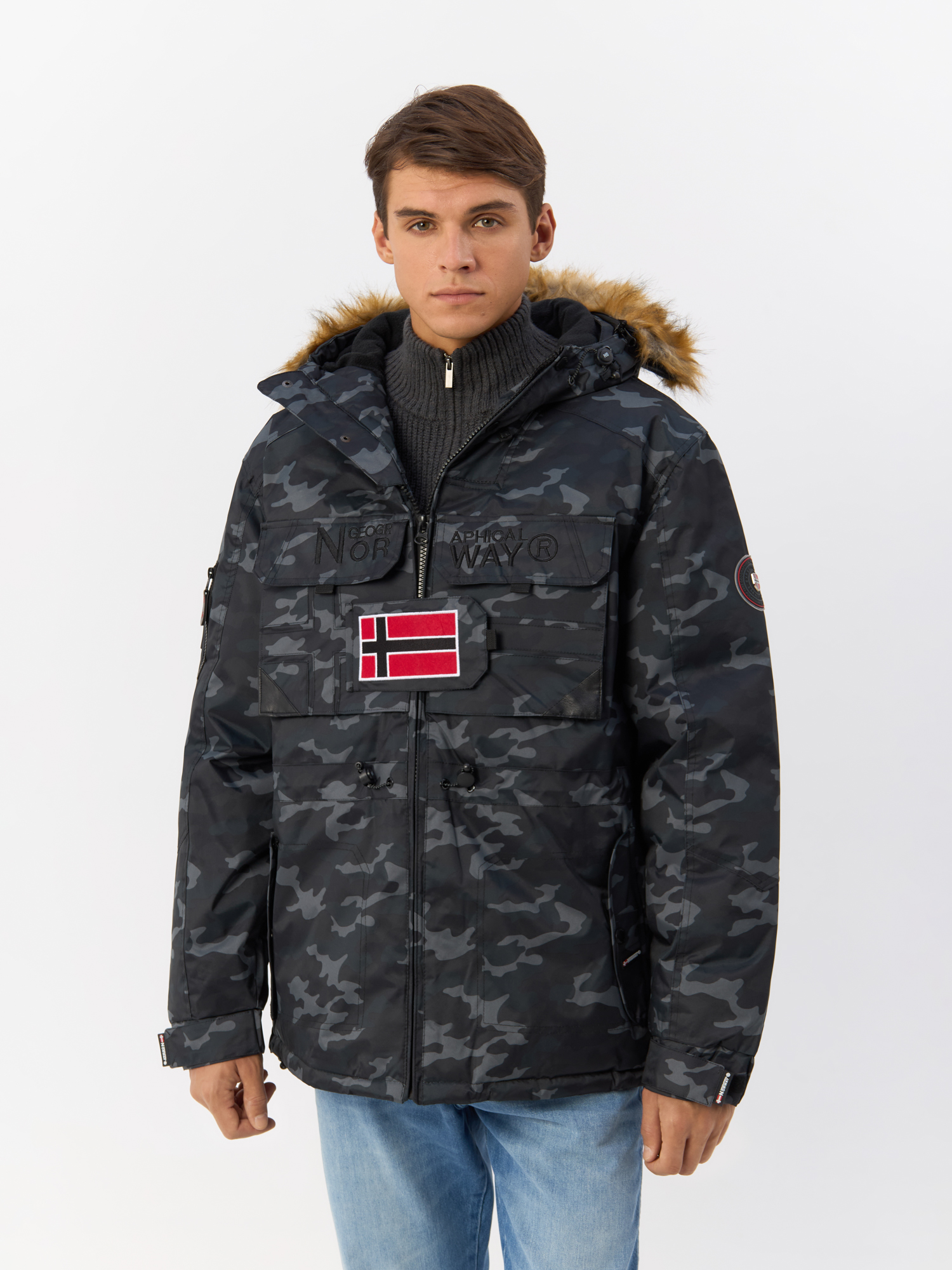 

Парка мужская Geographical Norway WR147H/GN черная L, Черный, WR147H/GN