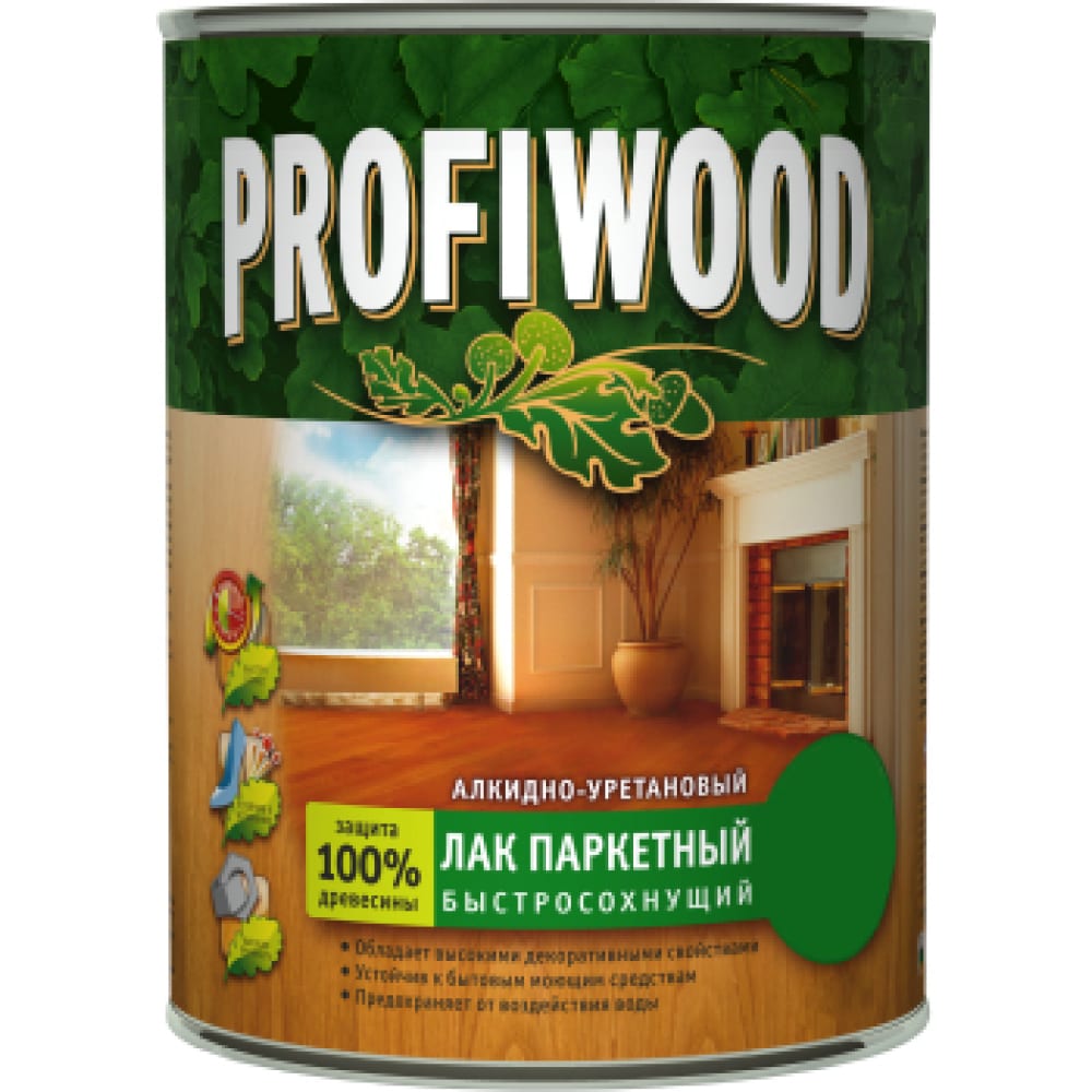 фото Алкидно-уретановый паркетный лак profiwood (быстросохнущий; глянцевый; 0.8 л; 0.7 кг) 6309 nobrand