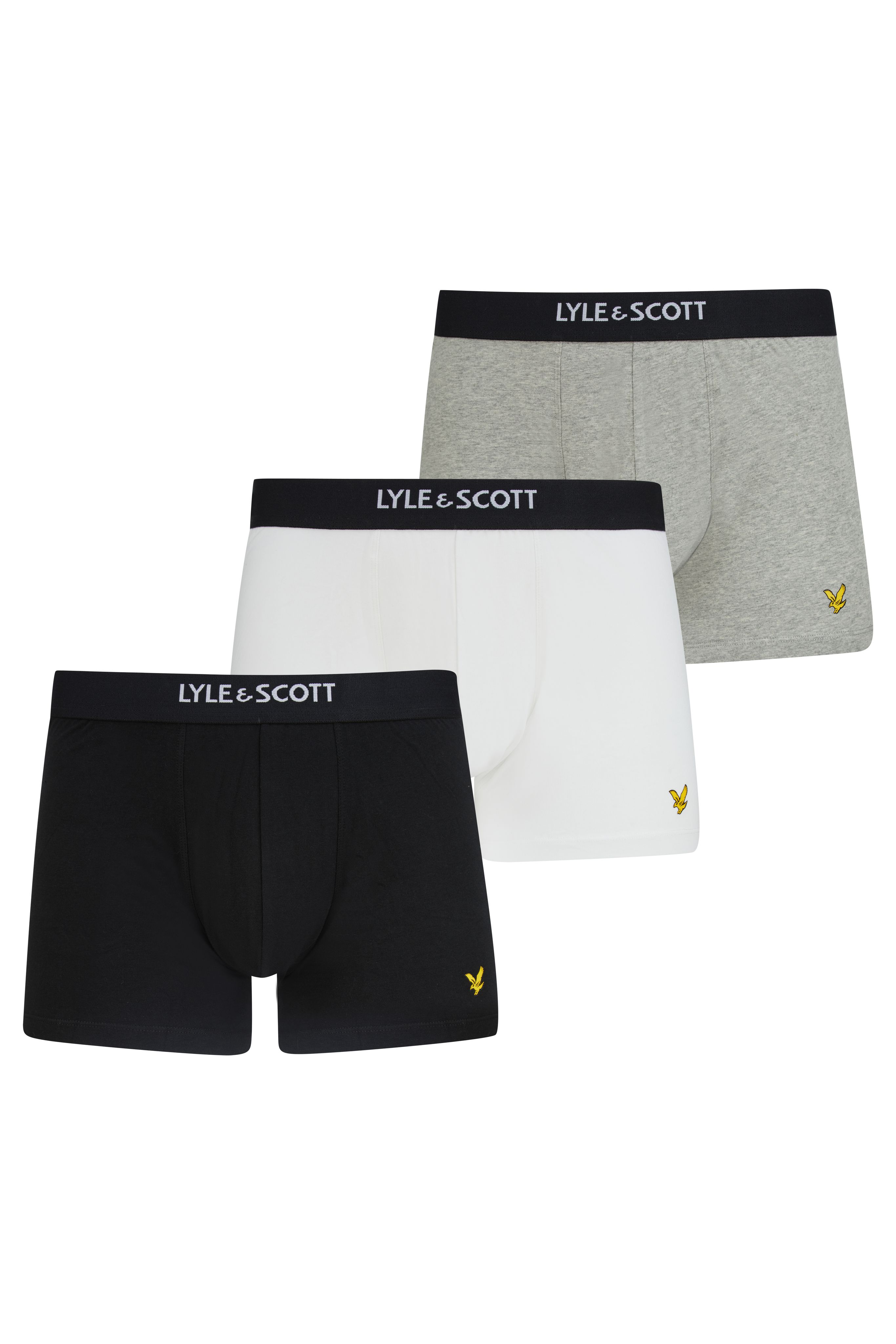 Комплект трусов мужской Lyle & Scott NATHAN белый/серый/черный L, 3 шт.