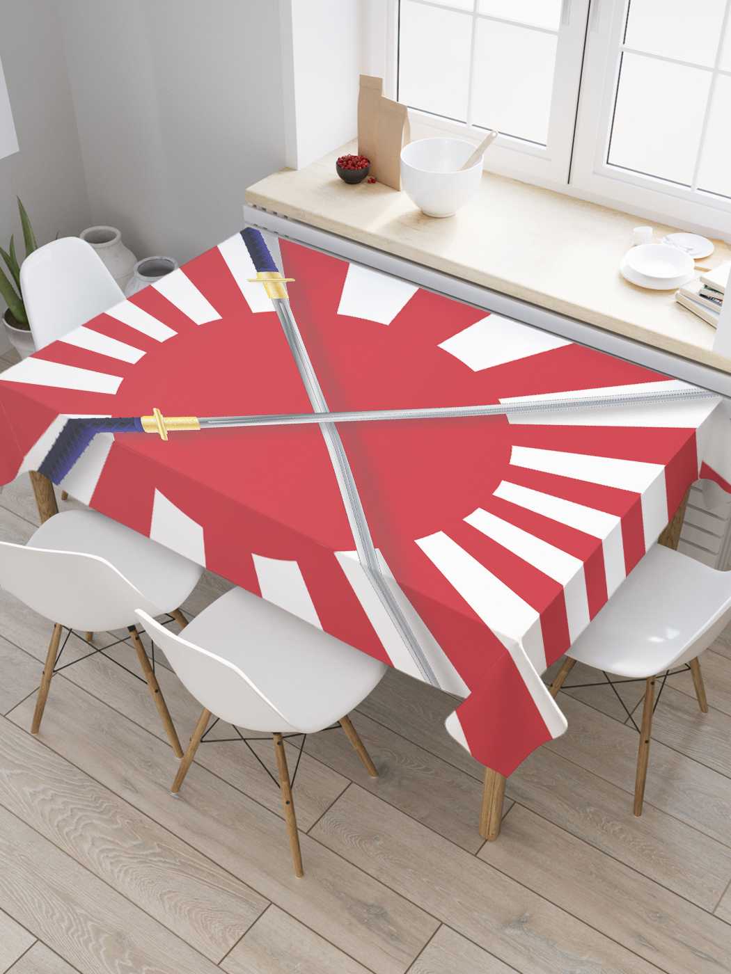 

Скатерть прямоугольная JoyArty "Скрещенные катаны" из оксфорда, 120x145 см, Красный, Скрещенные катаны