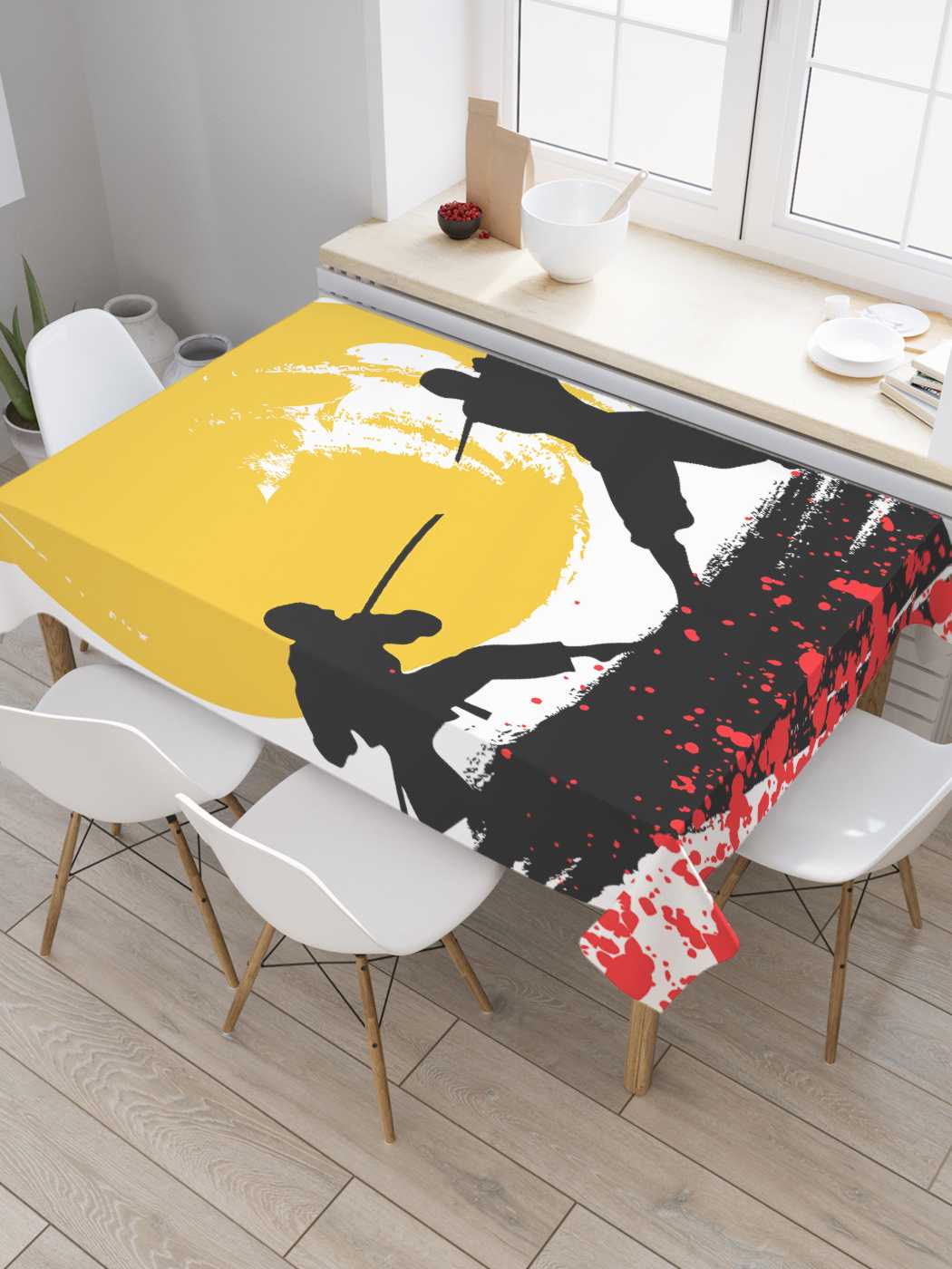 

Скатерть прямоугольная JoyArty "Сражение на катанах" из оксфорда, 120x145 см, Желтый, Сражение на катанах