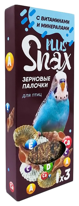 

Лакомство для птиц Snax Plus, зерновые палочки с витаминами и минералами, 3шт, 90г