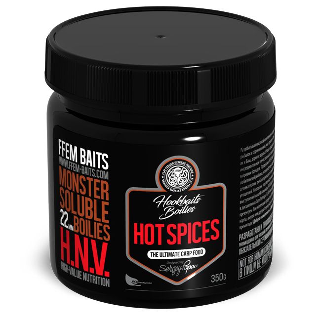 Бойлы пылящие FFEM Baits Monster Soluble Boilies 22 мм hnv Hot Spices 350 гр