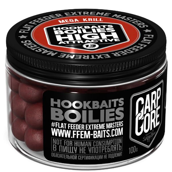 Бойлы насадочные FFEM Baits Hookbaits Boilies 13 мм Mega Krill 100 гр