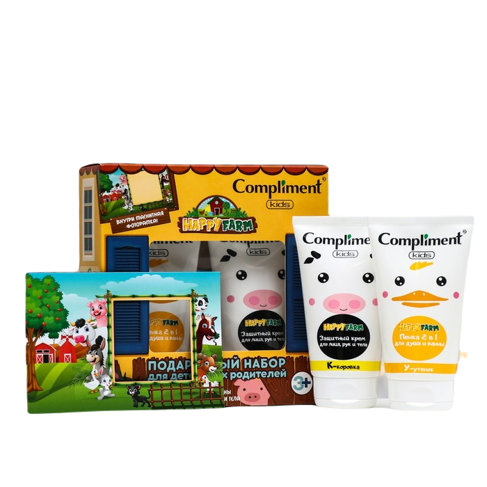 

Подарочный набор Compliment Kids Happy Farm: крем для лица, рук и тела, 150 мл + пена для