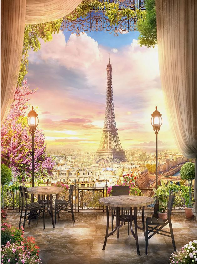Фотообои бумажные VOSTORG Вечер в Париже 196*260 букет танго в париже