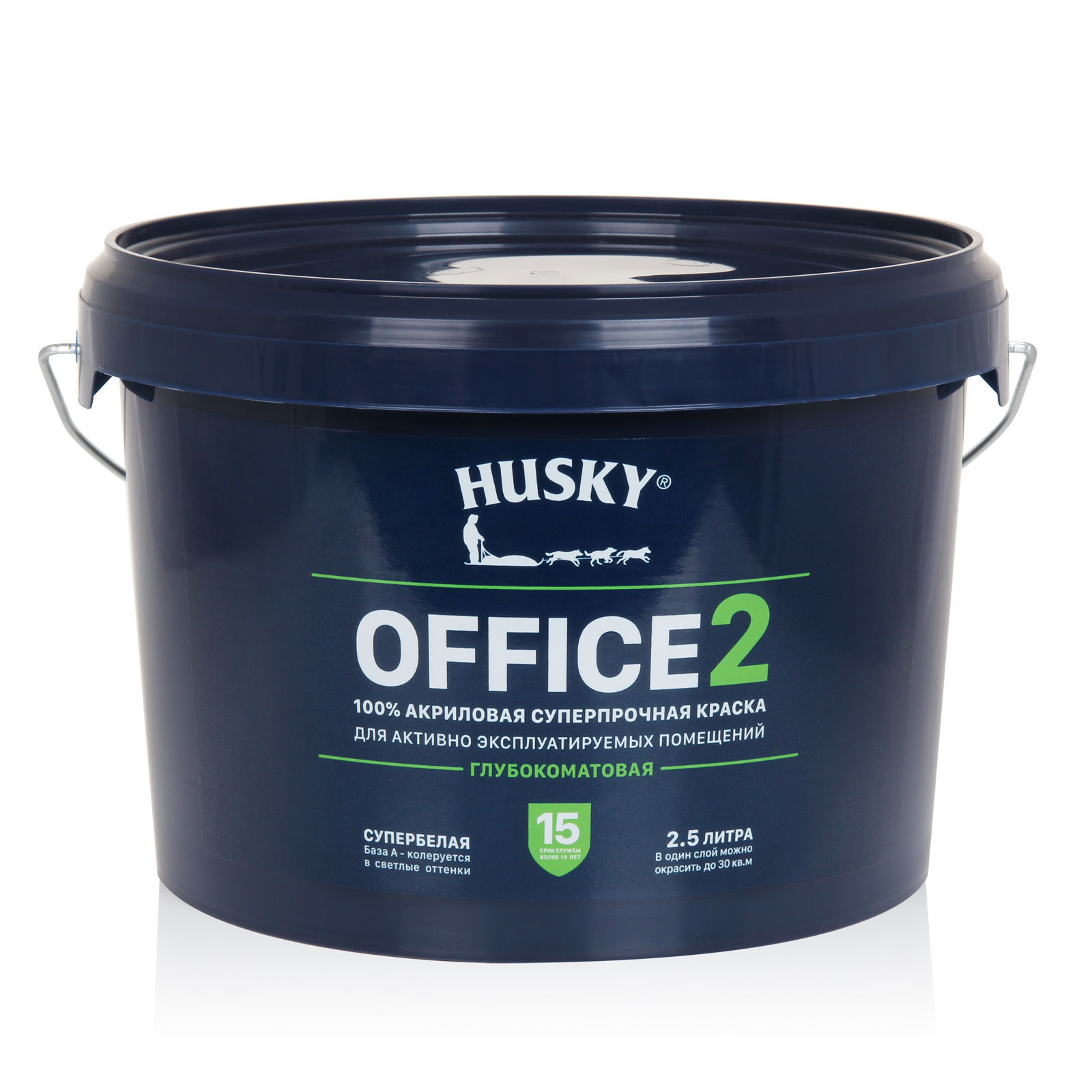 фото Краска интерьерная husky office 2 акриловая белый 2,5 л