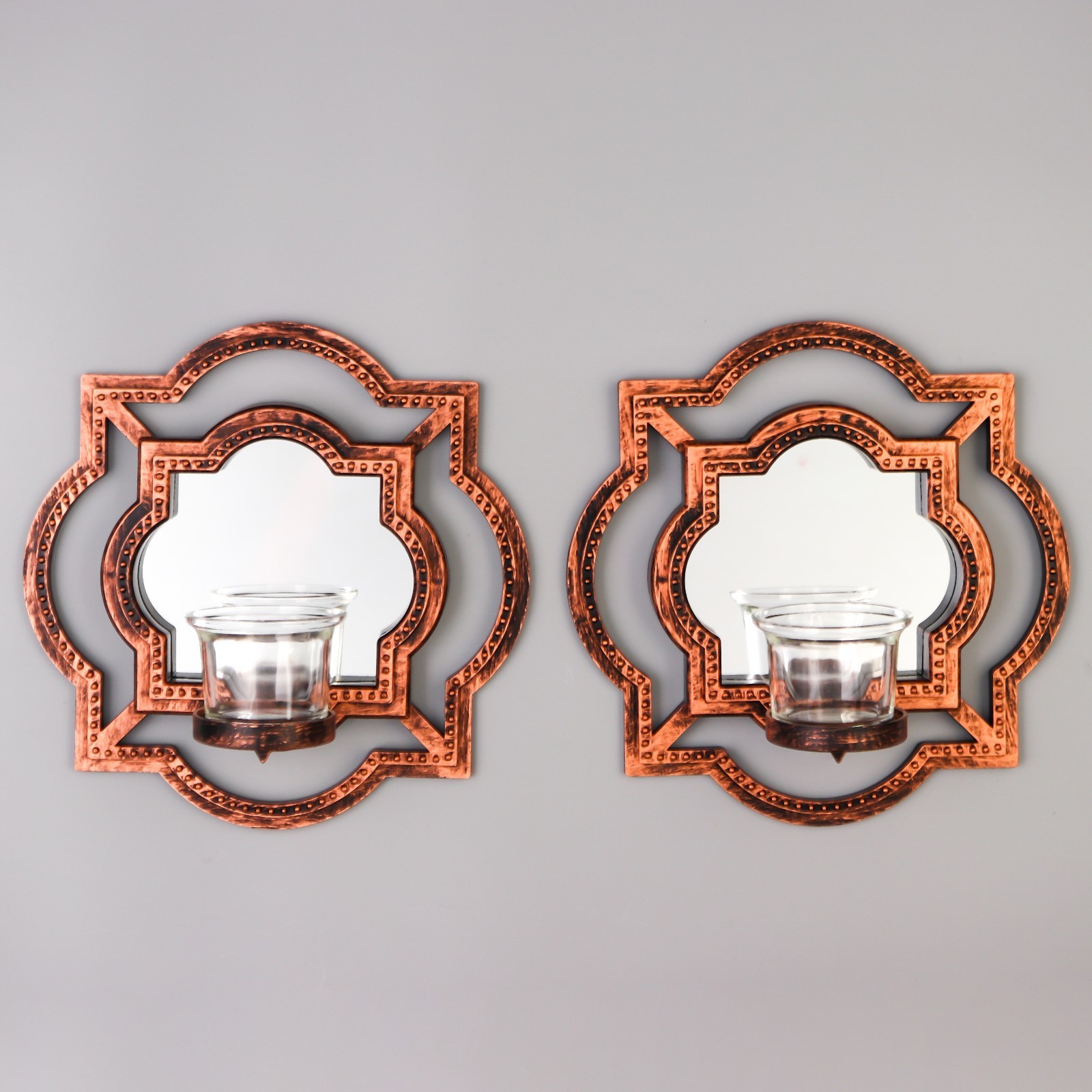 

Подсвечник пластик, стекло на 1 свечу "Отражение" набор 2 шт d-4 см стар.бронза 8х20х20,5, Золотистый