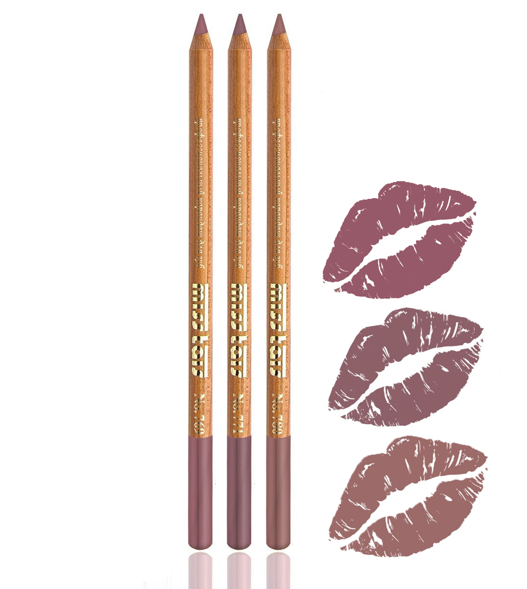 Набор Miss Tais карандашей для губ 3 шт + точилка ( 769, 780, 771) точилка для косметических карандашей moritz flare