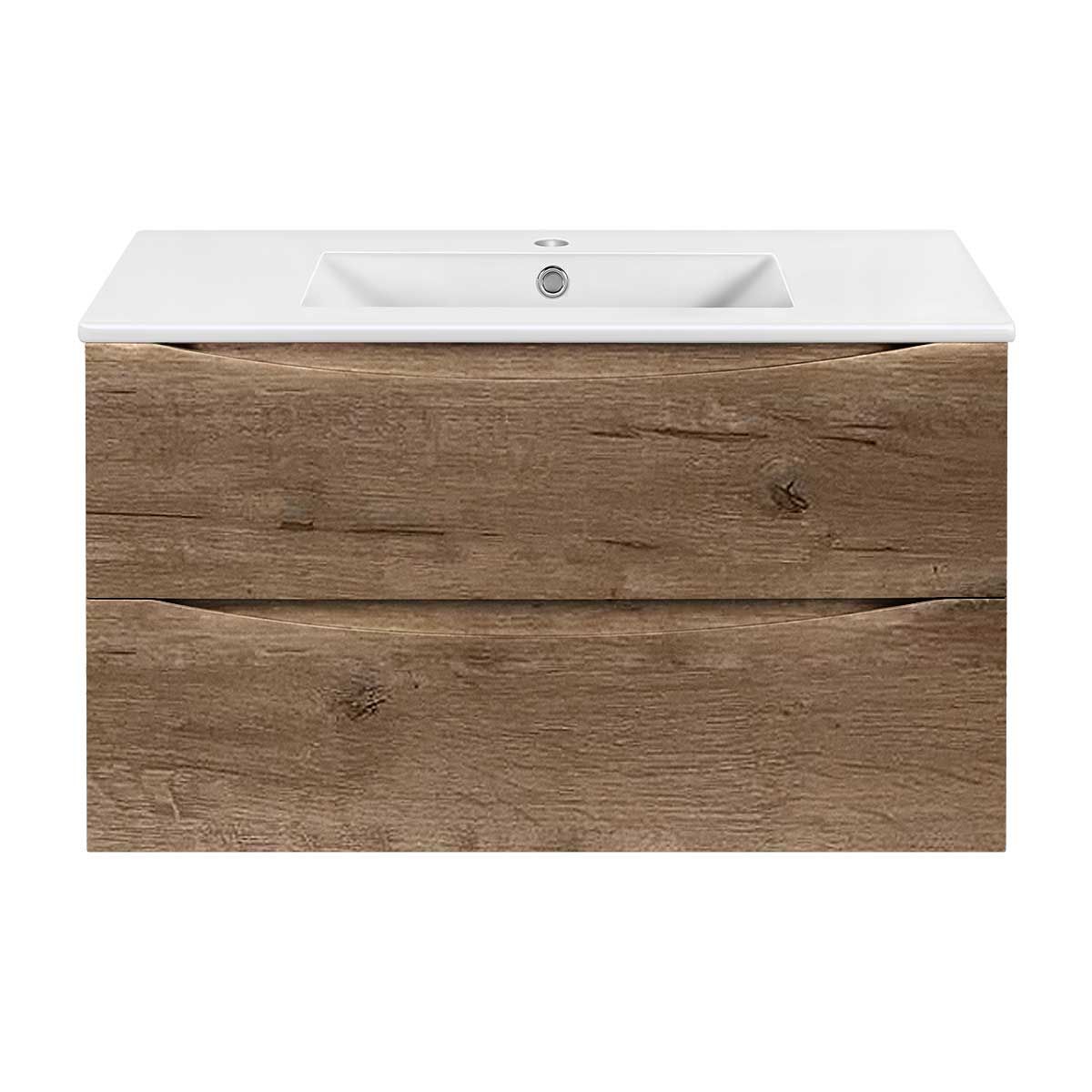 

Тумба под раковину Vincea Mia Slim 900 подвесная, 2 выкатных ящика soft close, V.Oak, Коричневый