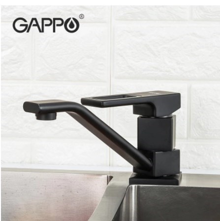 фото Gappo смеситель для кухни gappo fatura g4517-6 черный матовый