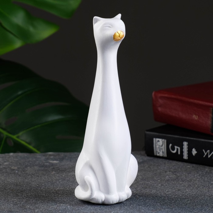 

Фигура "Кошечка сидит" белая с золотом, 16х7х5см