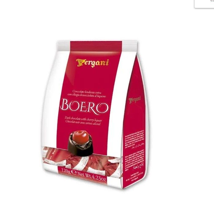 Конфеты Vergani Boero Dark Choc пралине темный шоколад с вишней в ликере, 100 г