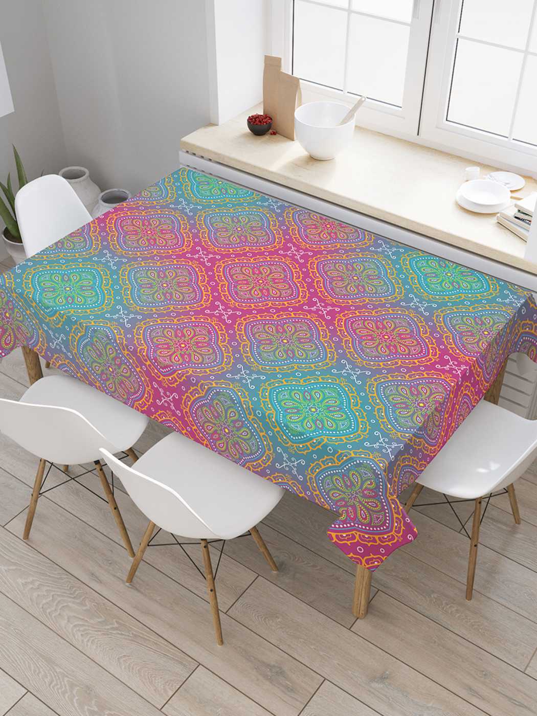 

Скатерть прямоугольная JoyArty "Цветочные узоры" из оксфорда, 120x145 см, Цветочные узоры