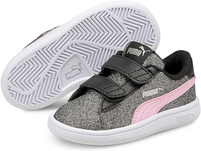 Кроссовки для девочек PUMA Smash v2 Glitz Glam V Inf 367380 серебристыйрозовый 24 EU 7199₽