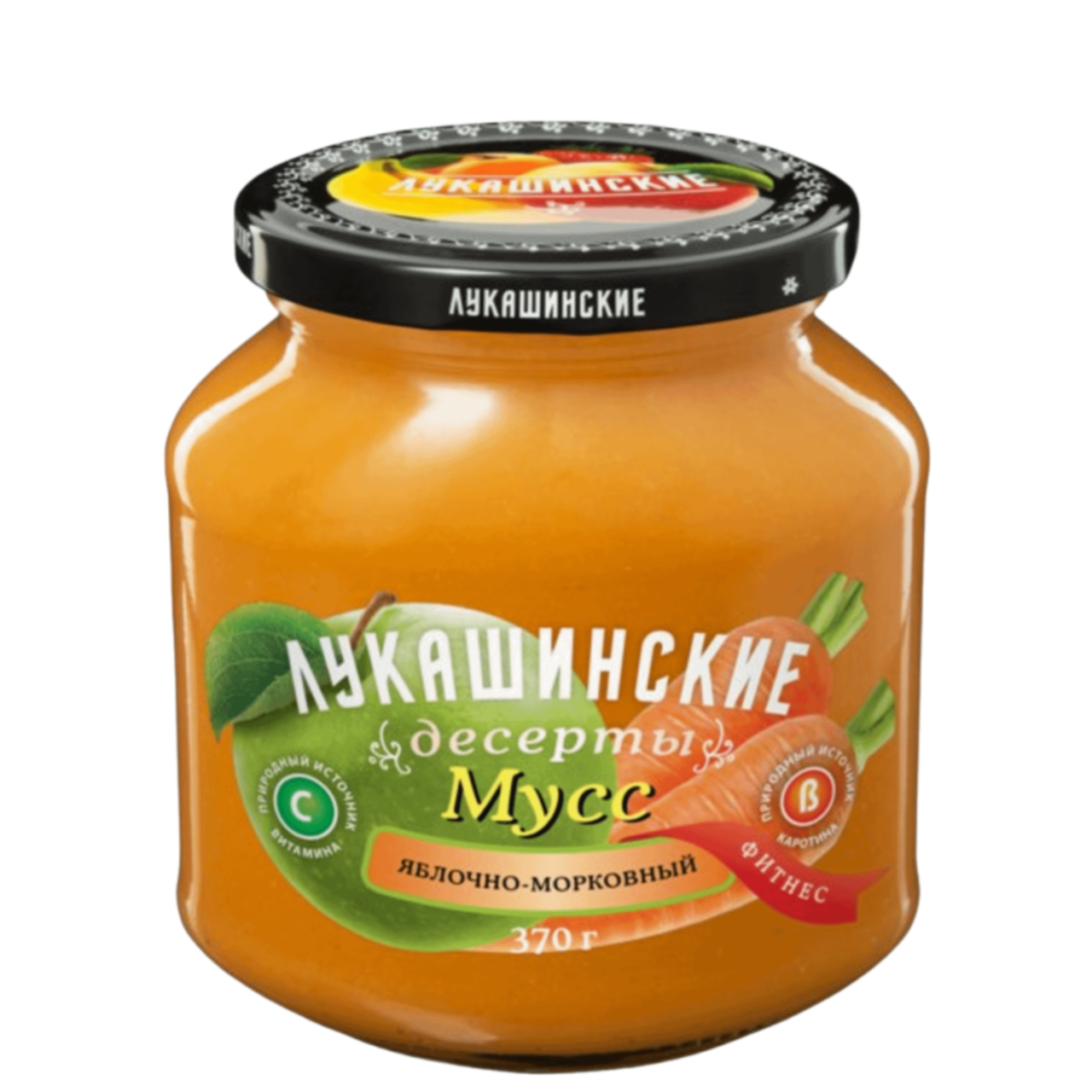 

Мусс Лукашинские Фитнес яблочно-морковный 6x370 г