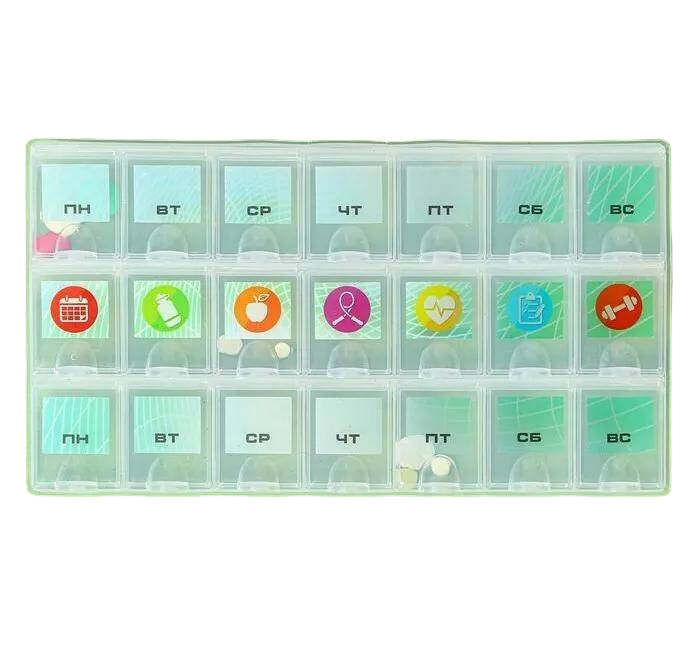 

Таблетница Вектор, 21 секция, 21,5 х 12 см, Разноцветный, Вектор