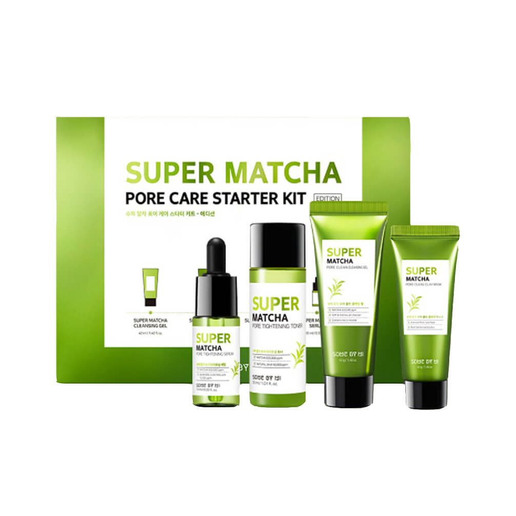 Набор миниатюр для лица для сужения пор Some By Mi Super Matcha Pore Care Starter Kit some by mi кислородная маска для лица с древесным углём cалициловой кислотой и белой глиной charcoal bha pore clay bubble mask 120 г