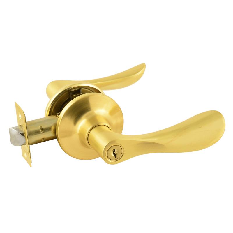 Ручка-защелка НОРА-М ЗВ3-Э-01, нажимная, межкомнатная, ключ/фиксатор, матовое золото