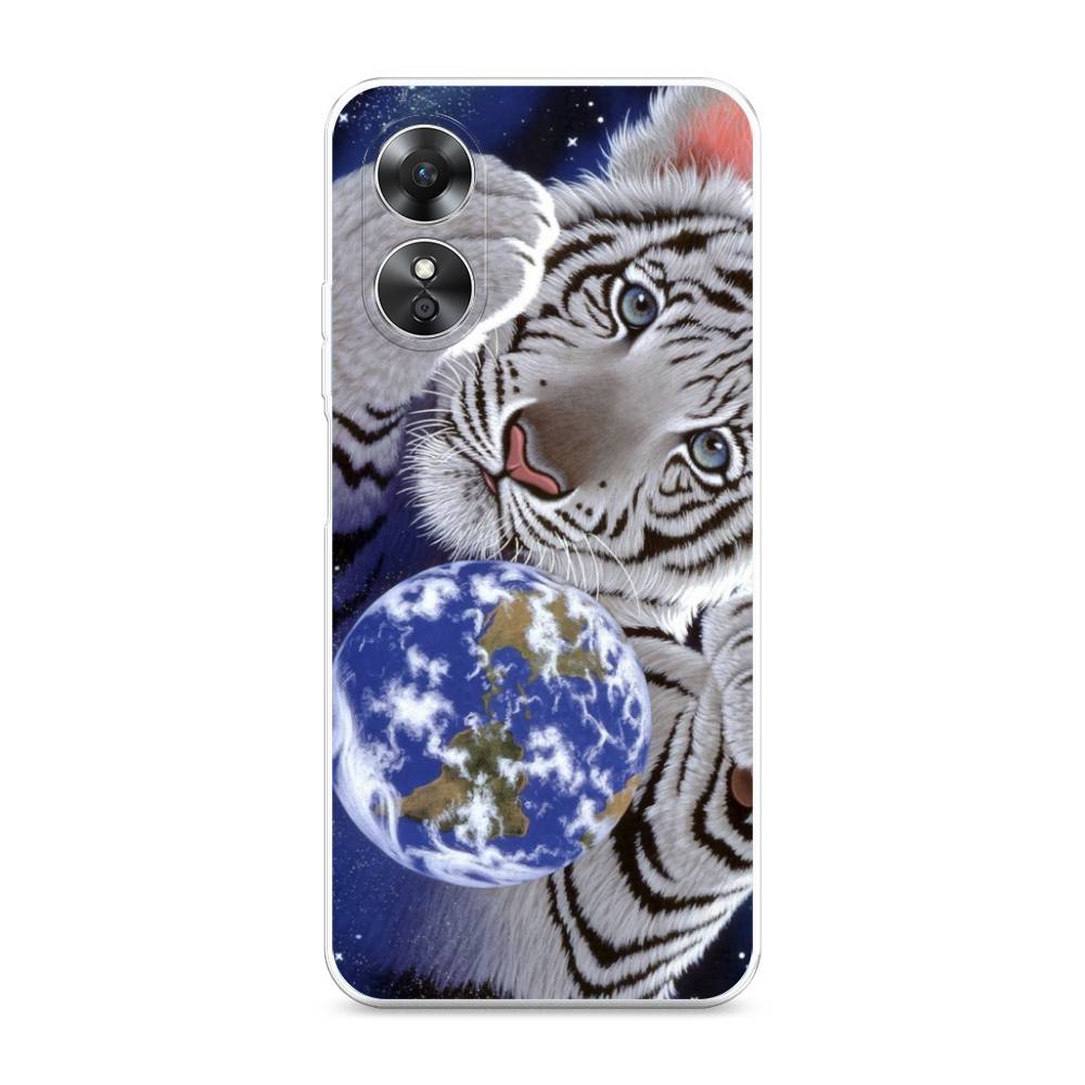 

Чехол на Oppo A17 "Тигренок и Земля", Синий;белый;черный, 2512050-1