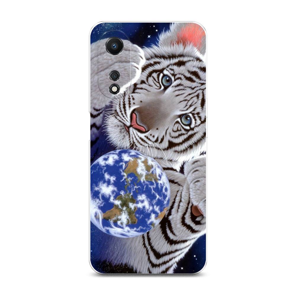 

Чехол на Oppo A58 5G Тигренок и Земля, Синий;белый;черный, 2512450-1