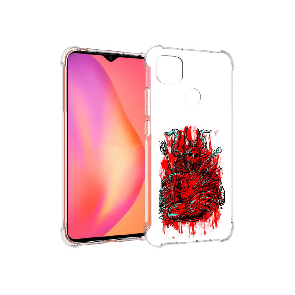 

Чехол MyPads Tocco для Xiaomi Redmi 9C красный скелет воин (PT152115.265.413), Прозрачный, Tocco