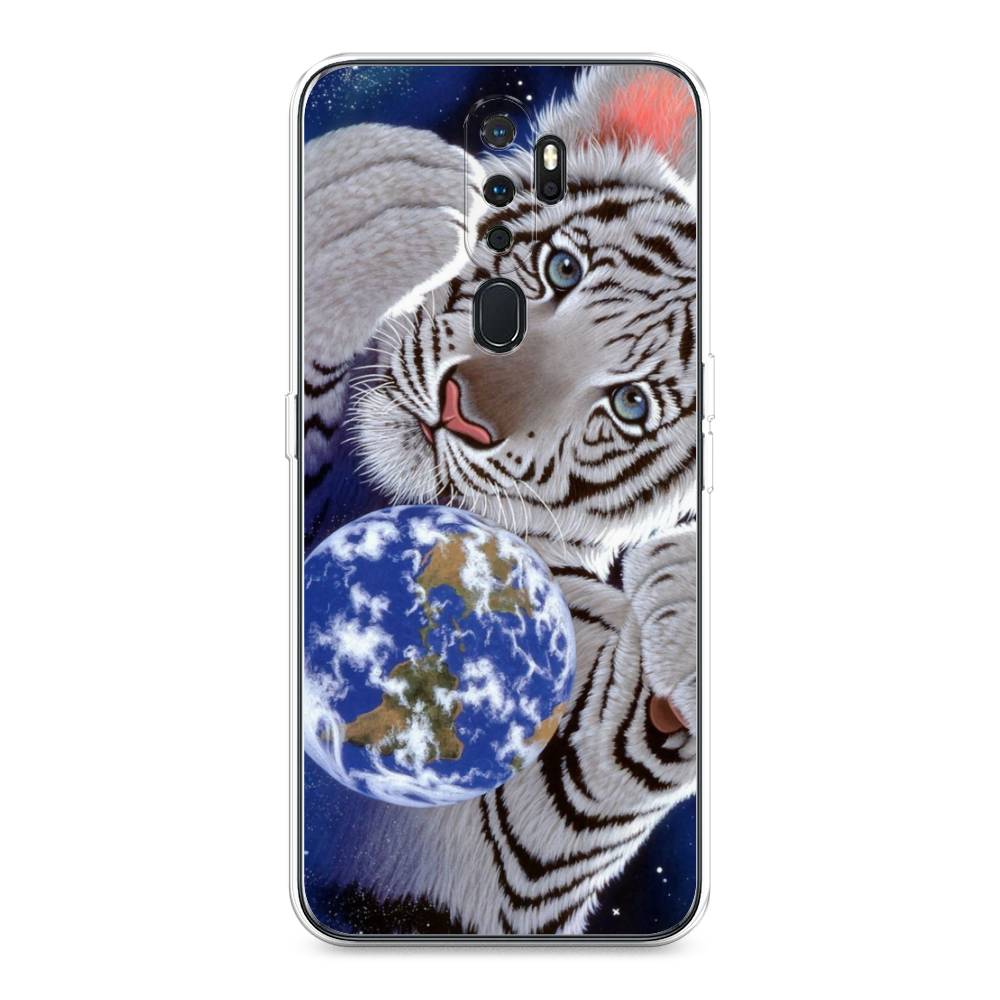 

Чехол на Oppo A5 "Тигренок и Земля", Синий;белый;черный, 251350-1