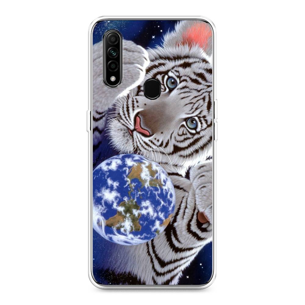 

Чехол на Oppo A31 "Тигренок и Земля", Синий;белый;черный, 252250-1