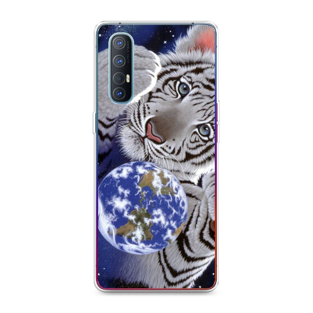 

Чехол на Oppo Reno 3 Pro "Тигренок и Земля", Синий;белый;черный, 252550-1