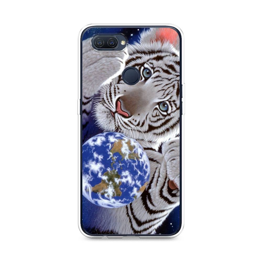 

Чехол на Oppo A12 "Тигренок и Земля", Синий;белый;черный, 253450-1
