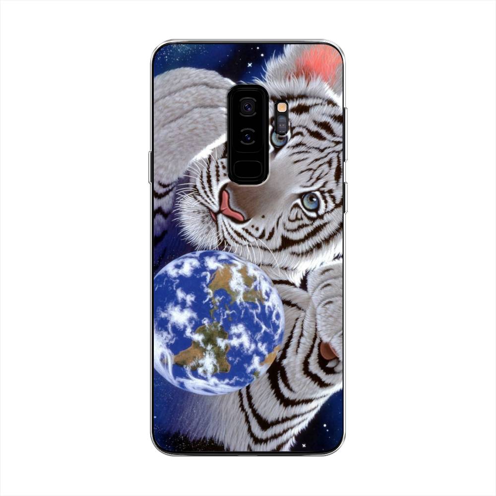 

Чехол на Samsung Galaxy S9 Plus "Тигренок и Земля", Синий;белый;черный, 25850-1
