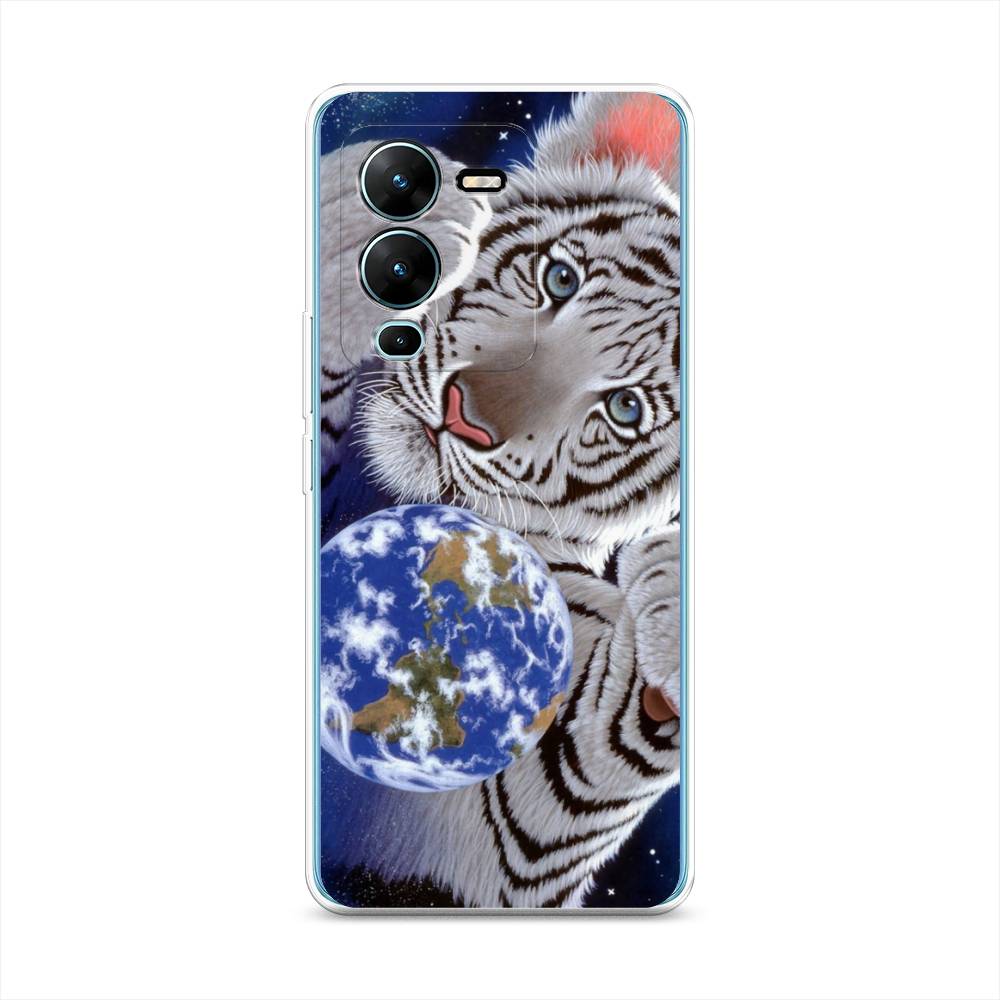 

Чехол на Vivo V25 Pro 5G Тигренок и Земля, Синий;белый;черный, 267450-1