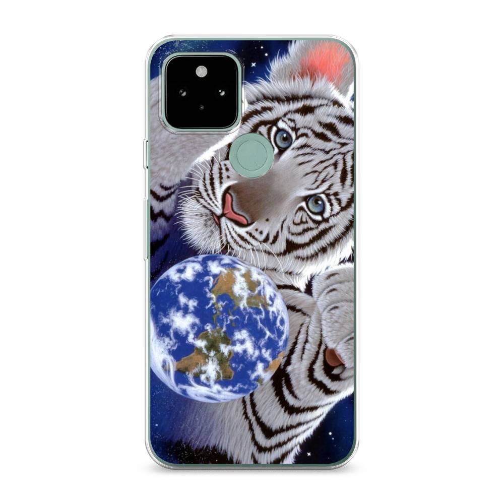 

Чехол на Google Pixel 5A Тигренок и Земля, Синий;белый;черный, 271050-1