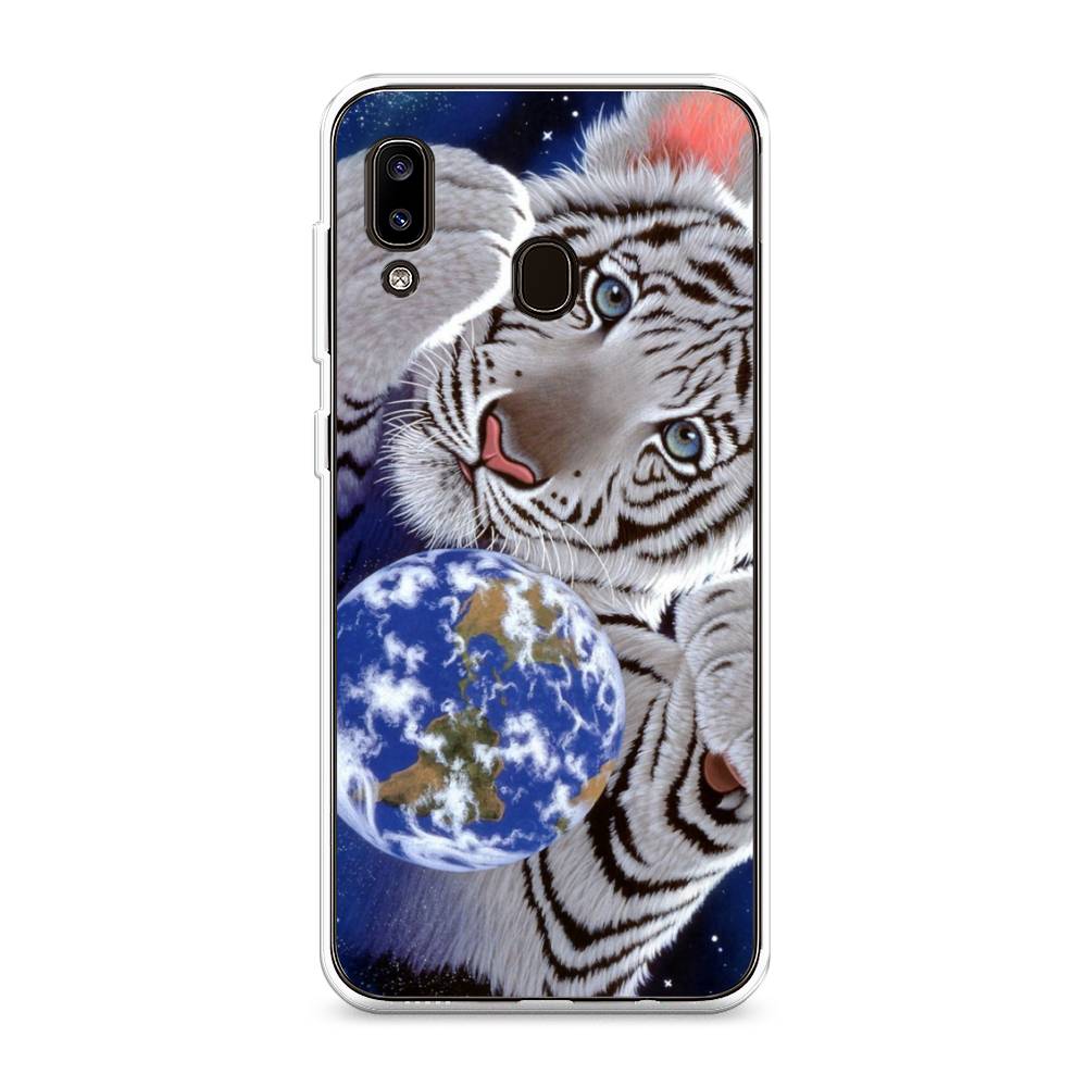 

Чехол на Samsung Galaxy A30 "Тигренок и Земля", Синий;белый;черный, 27650-1