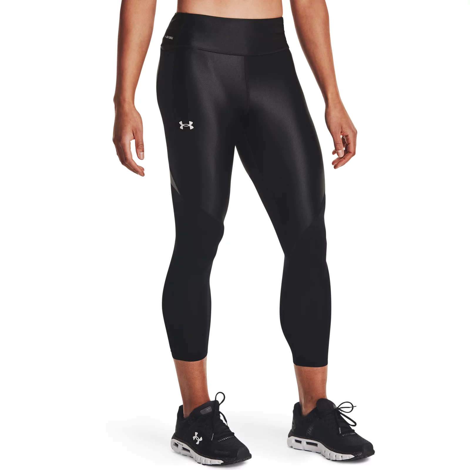 фото Спортивные леггинсы женские under armour isochill run 7/8 tight черные xs