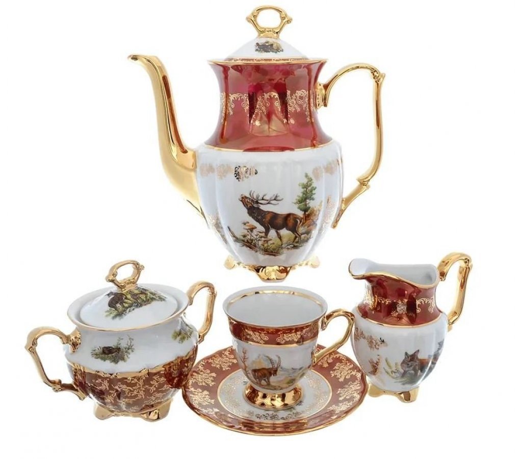 

Кофейный сервиз Охота красная Мария-тереза Repast на 6 персон, Белый;красный;коричневый, 56984-02