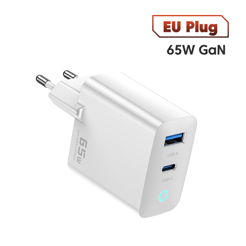 Сетевое зарядное устройство Toocki 65W GaN Travel Charger  1xUSB, 1xUSB Type-C 3 А белый