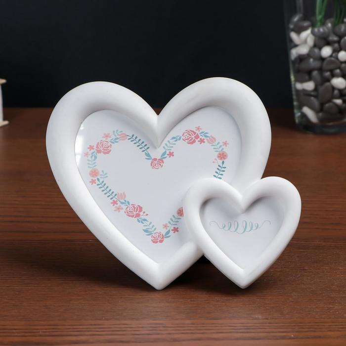 

рамка д/фото пластик 2 сердца белая 10*12, 6*8 см, Белый